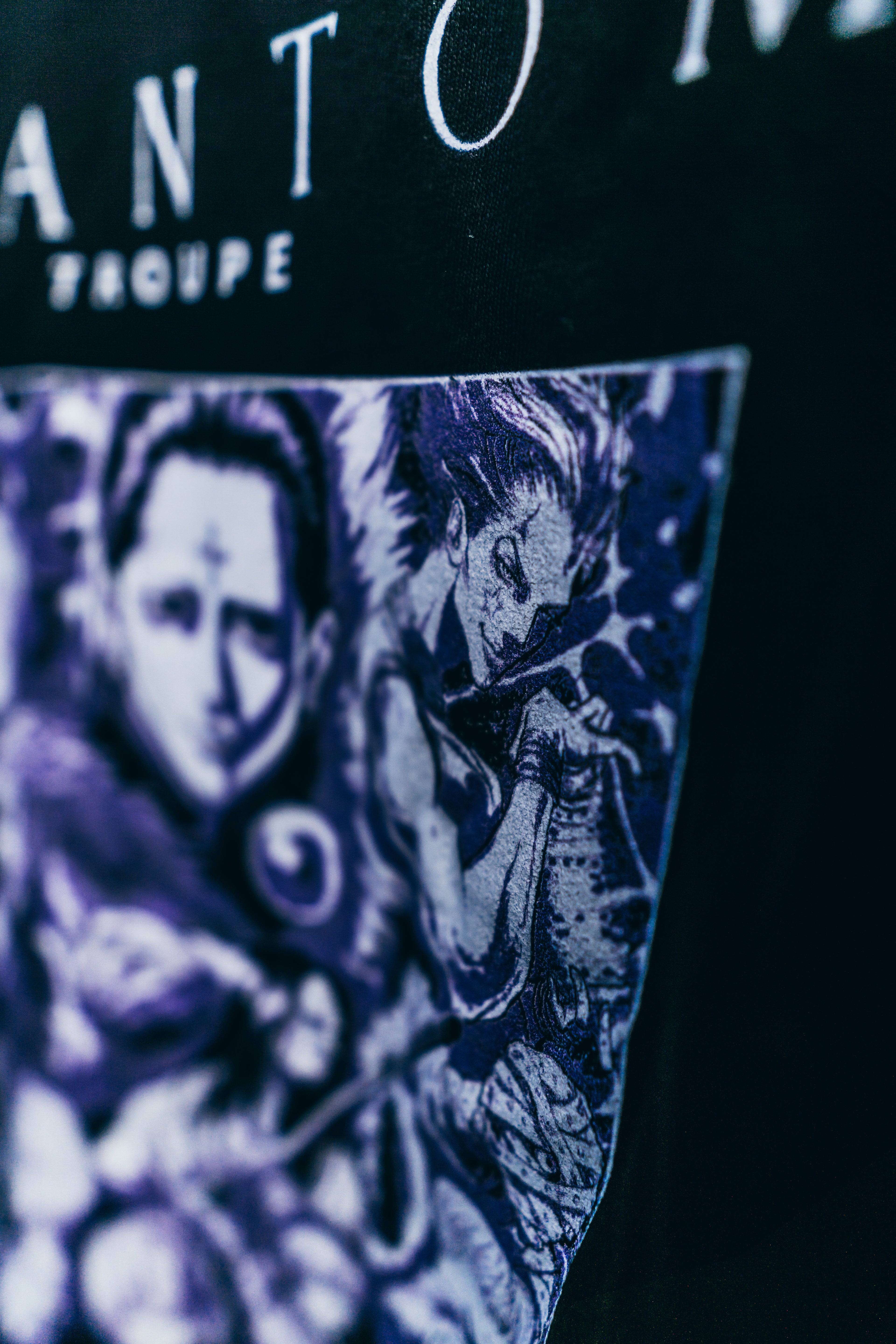 Black Phantom Troupe Kurse Mark Tee by PODpartner featuring bold graphic design and casual fit, front view of the T-shirt.