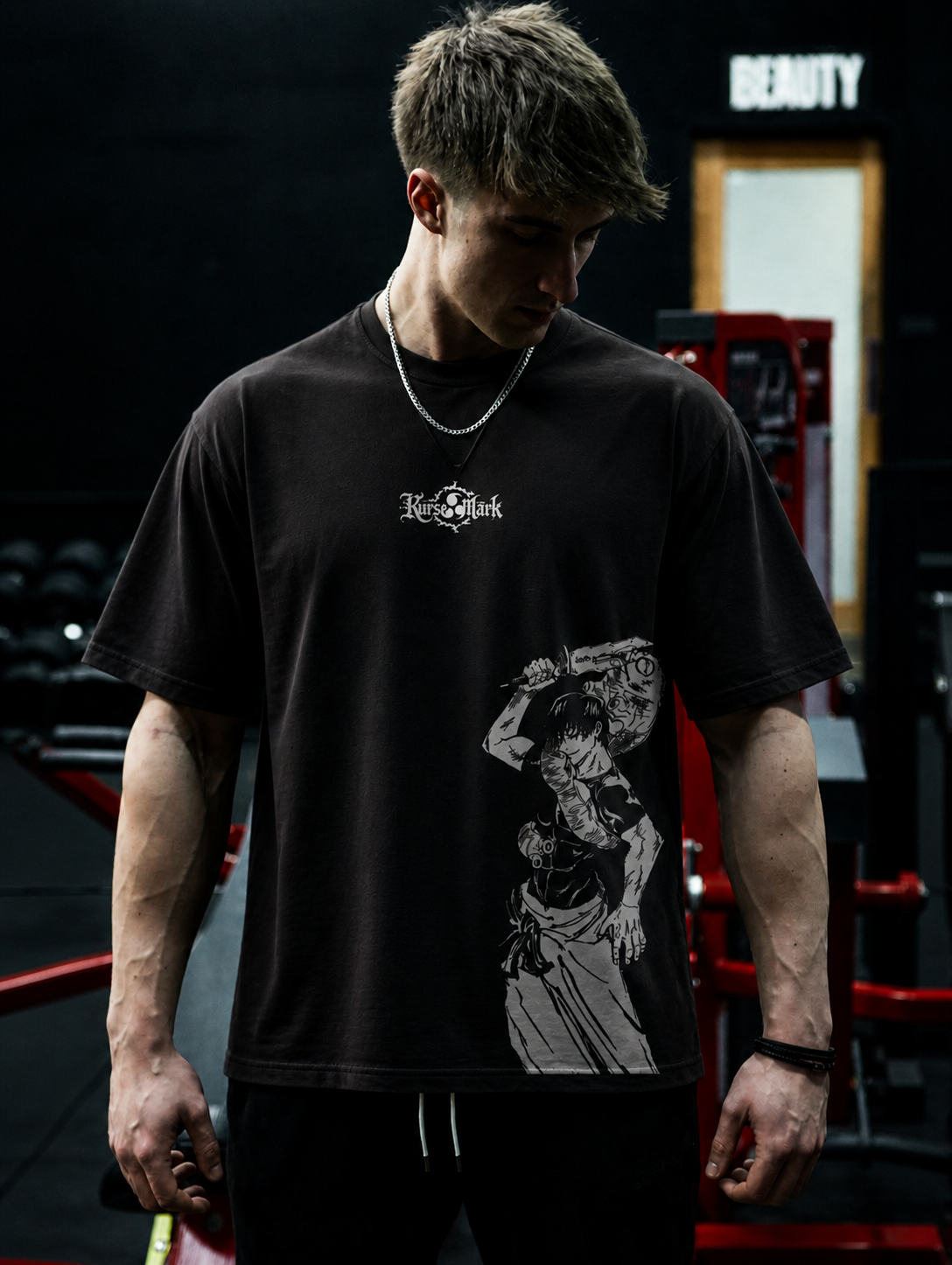 Toji Kurse Mark Tee by PODpartner, a special grade casual t-shirt with graphic design on front, white cotton fabric.