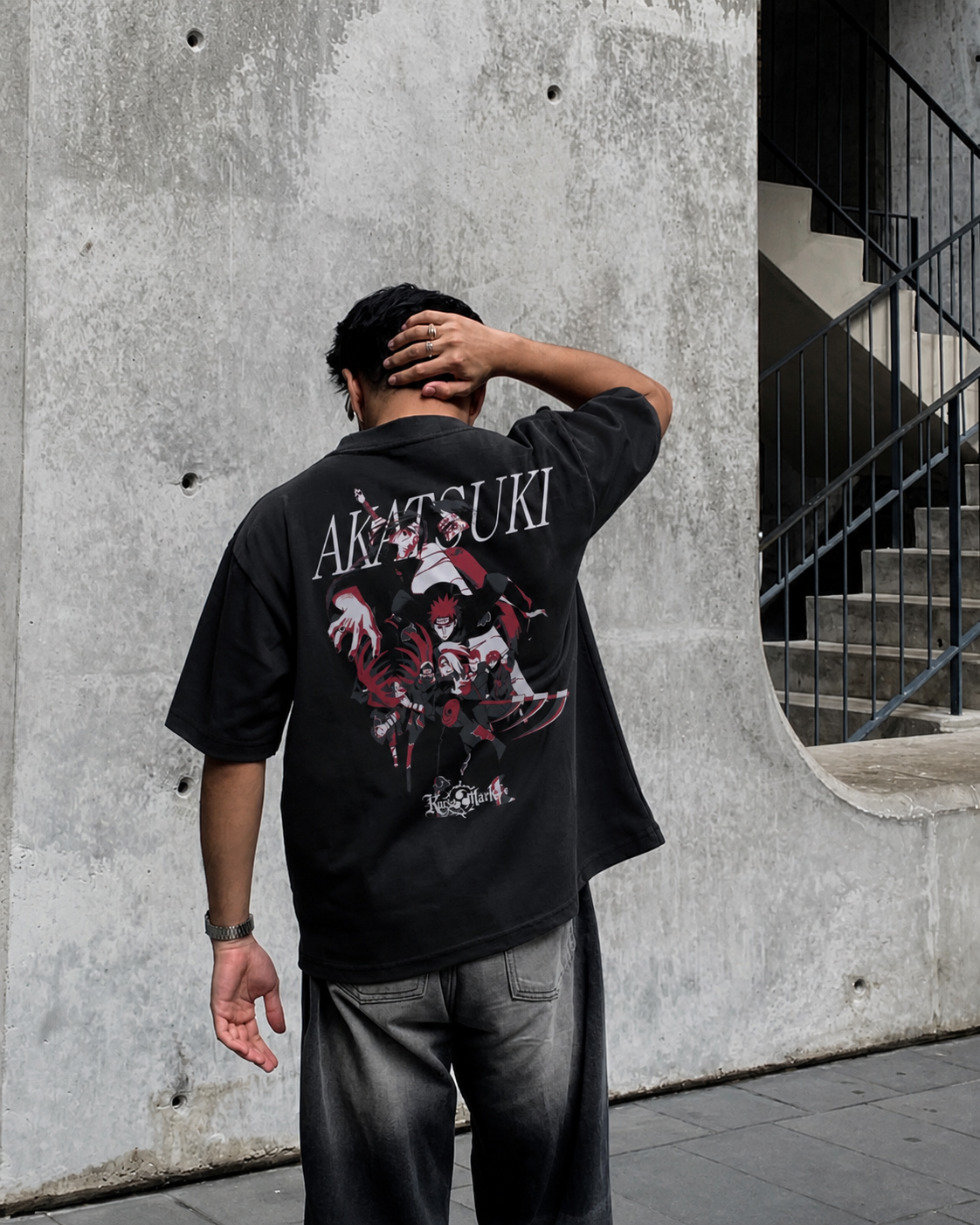 Akatsuki Kurse Mark Tee by PODpartner featuring bold printed design and casual fit, displayed on a white background.