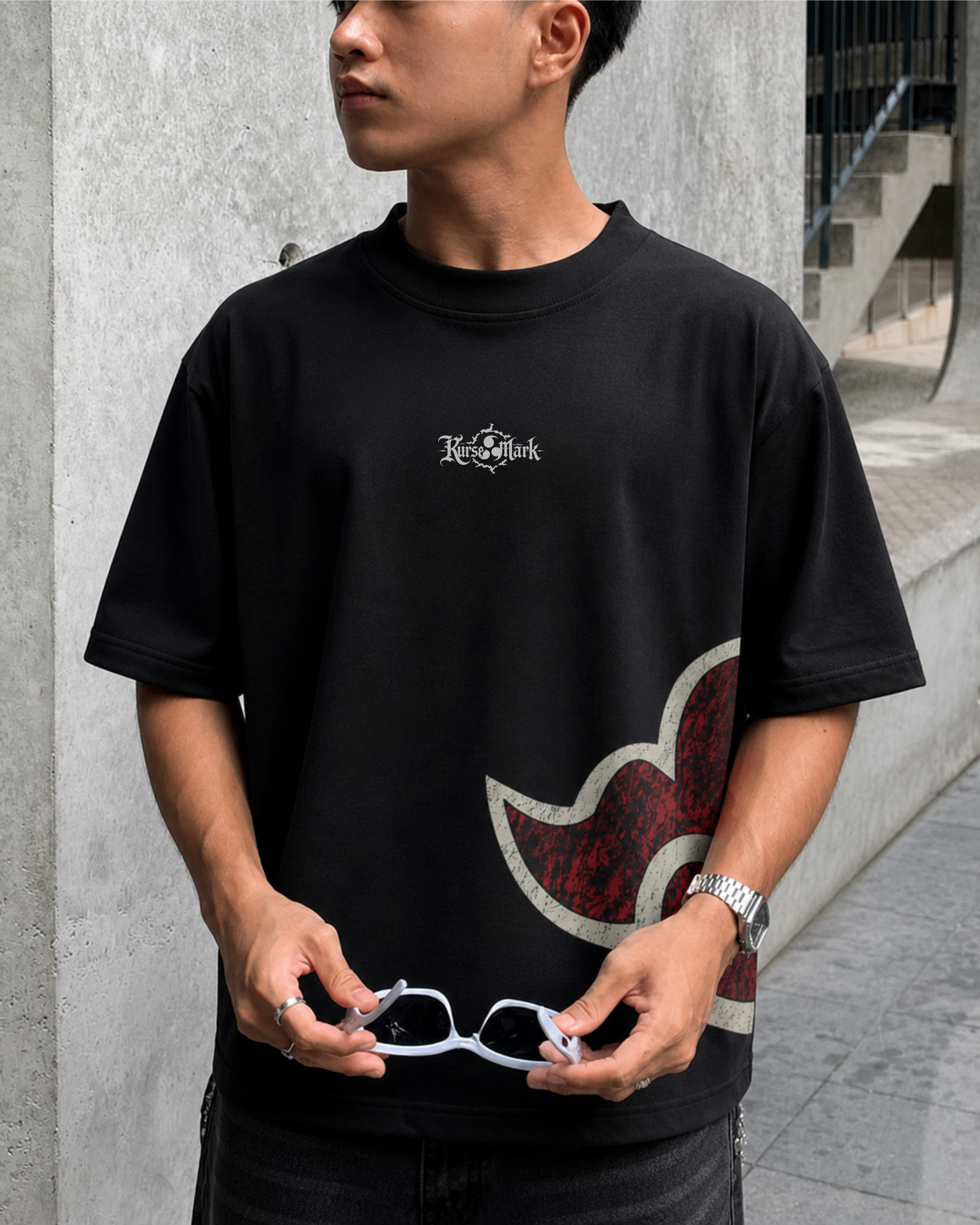 Akatsuki Kurse Mark Tee by PODpartner featuring the iconic logo design on a casual black t-shirt