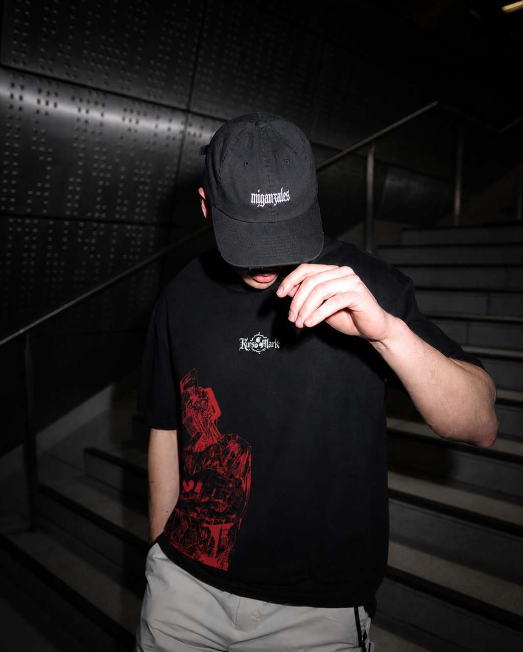Denji Kurse Mark Tee by PODpartner featuring a casual black graphic t-shirt with bold white lettering and a relaxed fit.