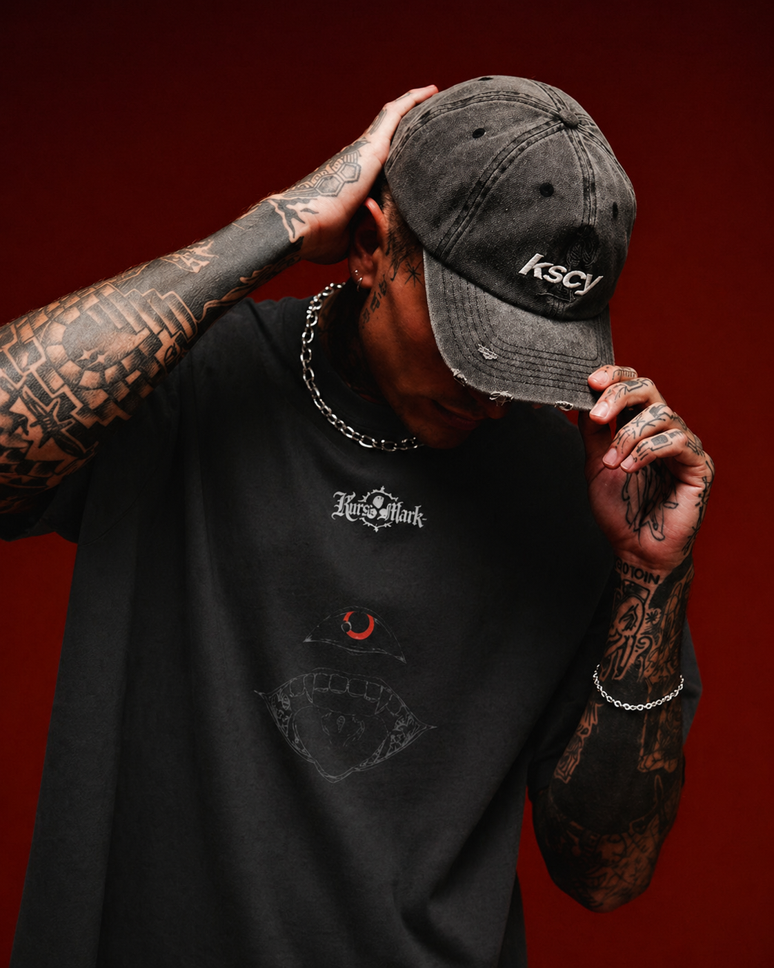 Sukuna Kurse Mark Tee by PODpartner featuring a graphic print of Sukuna from Jujutsu Kaisen on a black T-shirt.