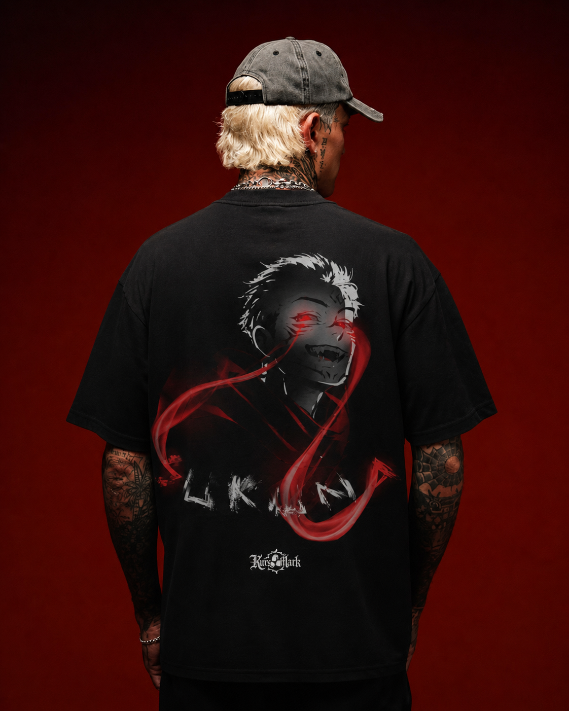 Sukuna Kurse Mark Tee from PODpartner featuring a bold graphic design on a black cotton T-shirt