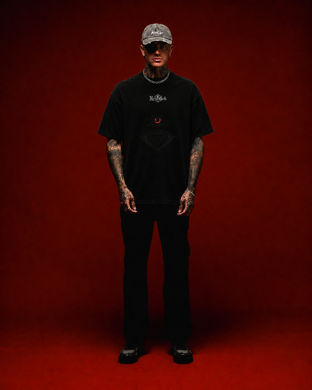 Sukuna Kurse Mark Tee by PODpartner featuring a graphic print of Sukuna from Jujutsu Kaisen on a black T-shirt