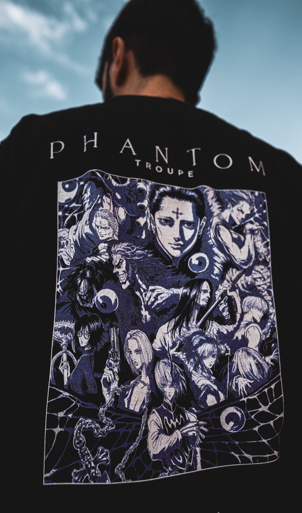 PODpartner Phantom Troupe Kurse Mark Tee featuring a graphic print of Kurse from the Phantom Troupe on a casual t-shirt.