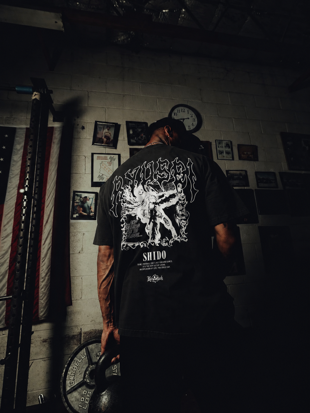Black Shido Ryusei's Ego Kurse Mark Tee featuring a graphic design, casual fit, and Kurse Mark branding on the front.