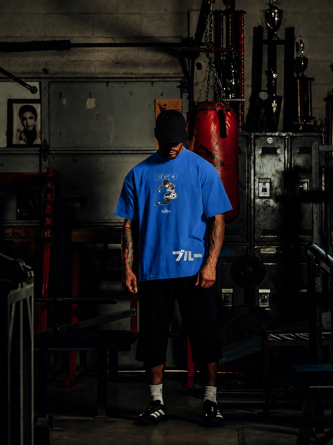 Kurse Mark Rin's Ego Kurse Mark Tee in black, casual men's t-shirt with graphic print, comfortable fit, and short sleeves.