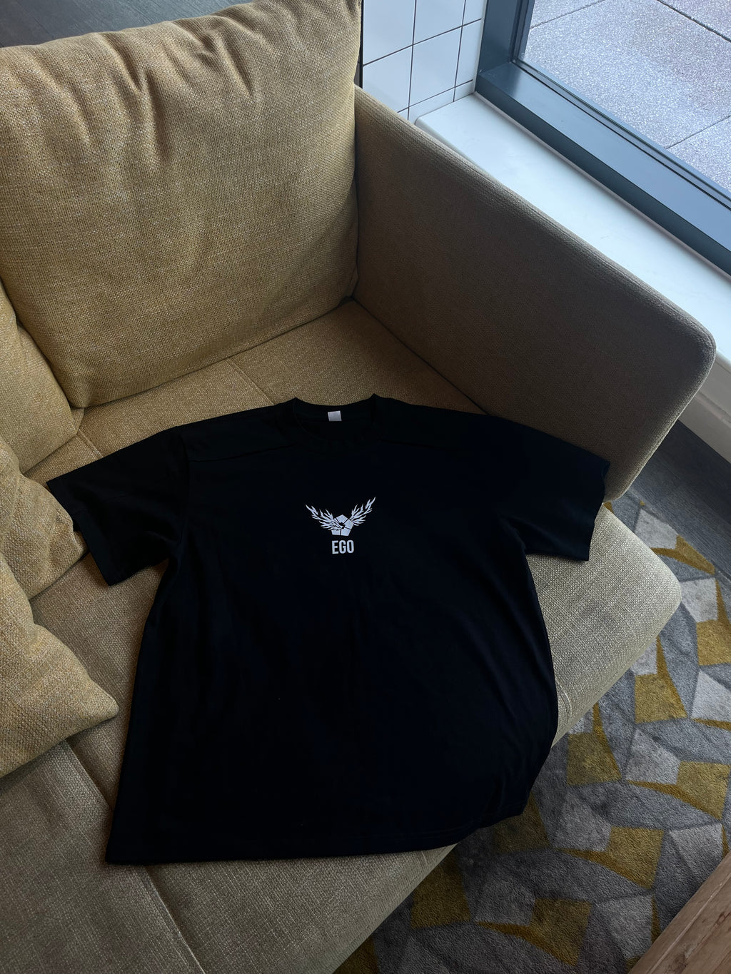 Kurse Mark Shido Ryusei's Ego Kurse Mark Tee, casual black T-shirt with graphic design, short sleeves, and comfortable fit.