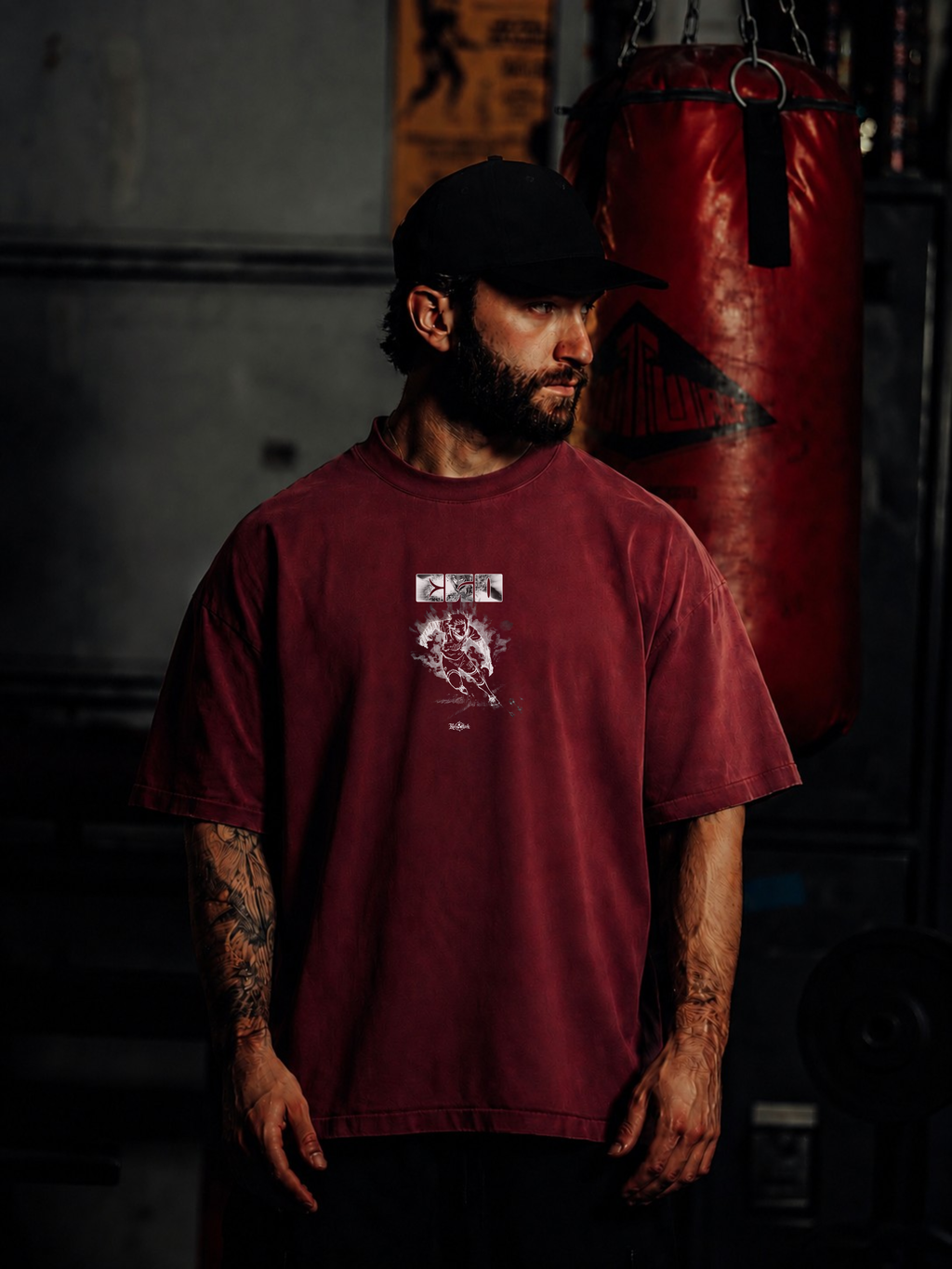 Oversized Itoshi Sae's Ego Kurse Mark Tee in beige featuring bold black graphic design on soft cotton fabric.