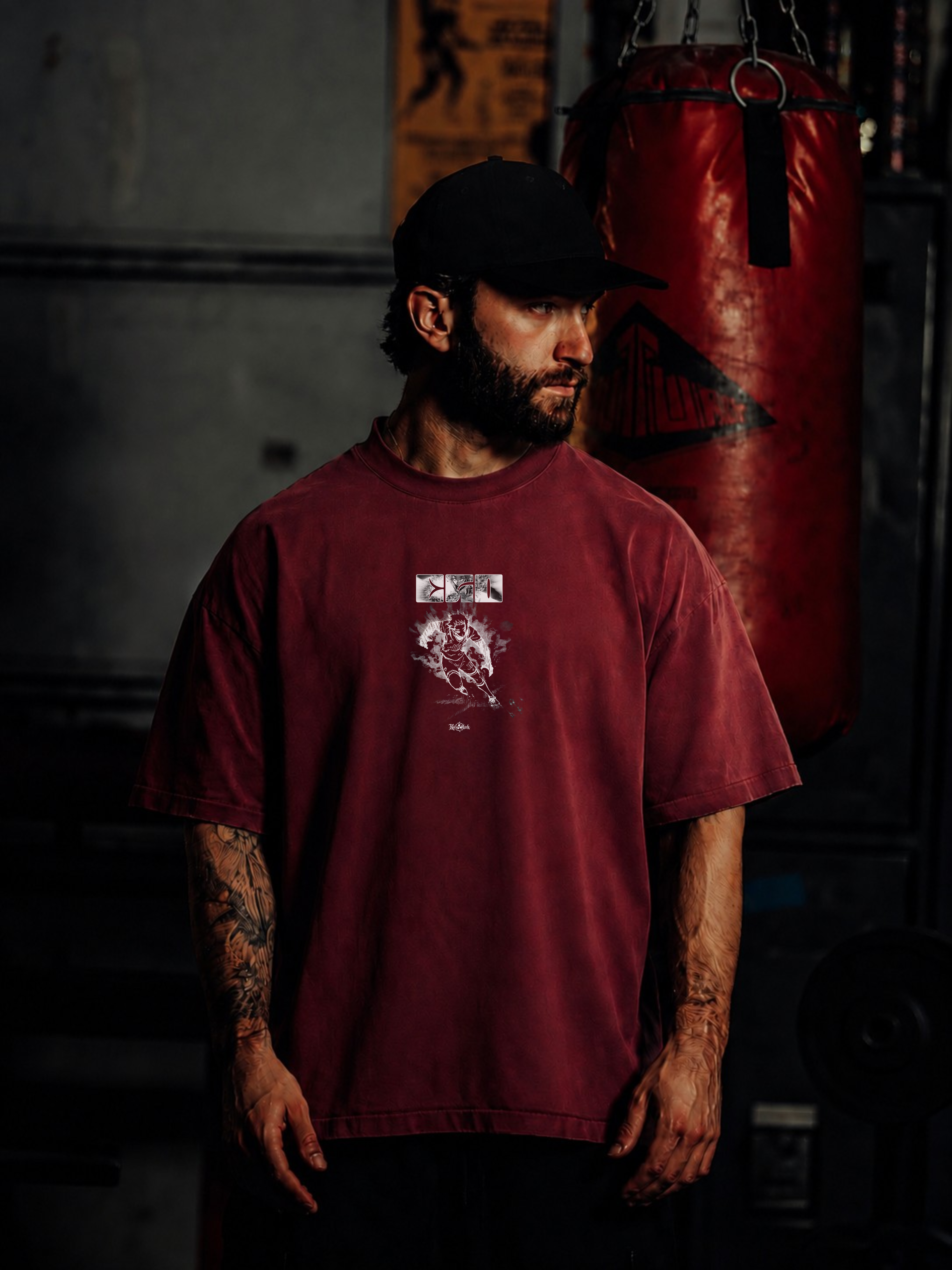 Oversized Itoshi Sae's Ego Kurse Mark Tee in beige featuring bold black graphic design on soft cotton fabric.