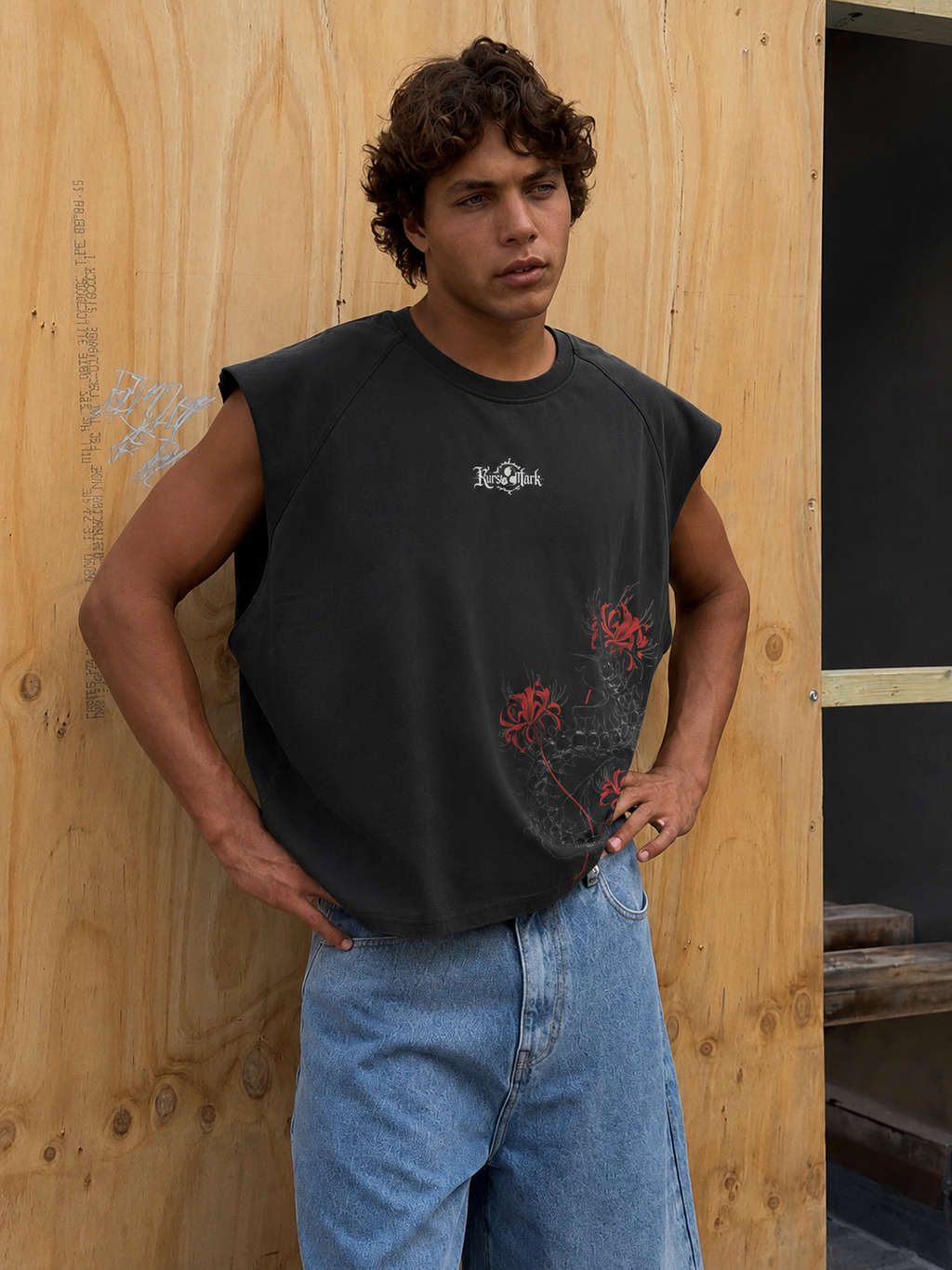 Ken Kaneki Kurse Mark tank top by PODpartner featuring a bold graphic design of the anime character on a black sleeveless shirt.