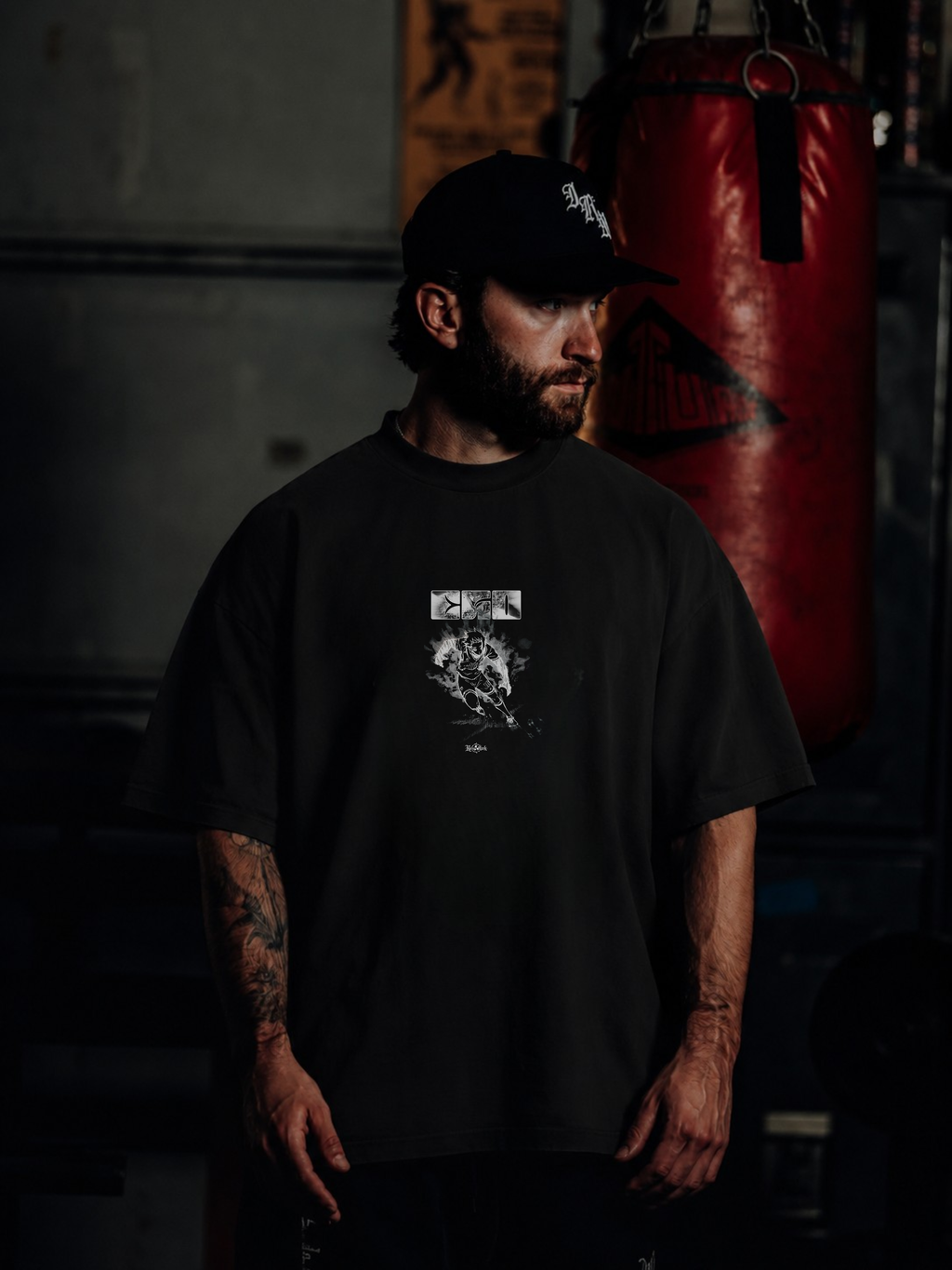 Itoshi Sae's Ego Kurse Mark oversized T-shirt featuring bold graphic design in black and white, casual streetwear style.
