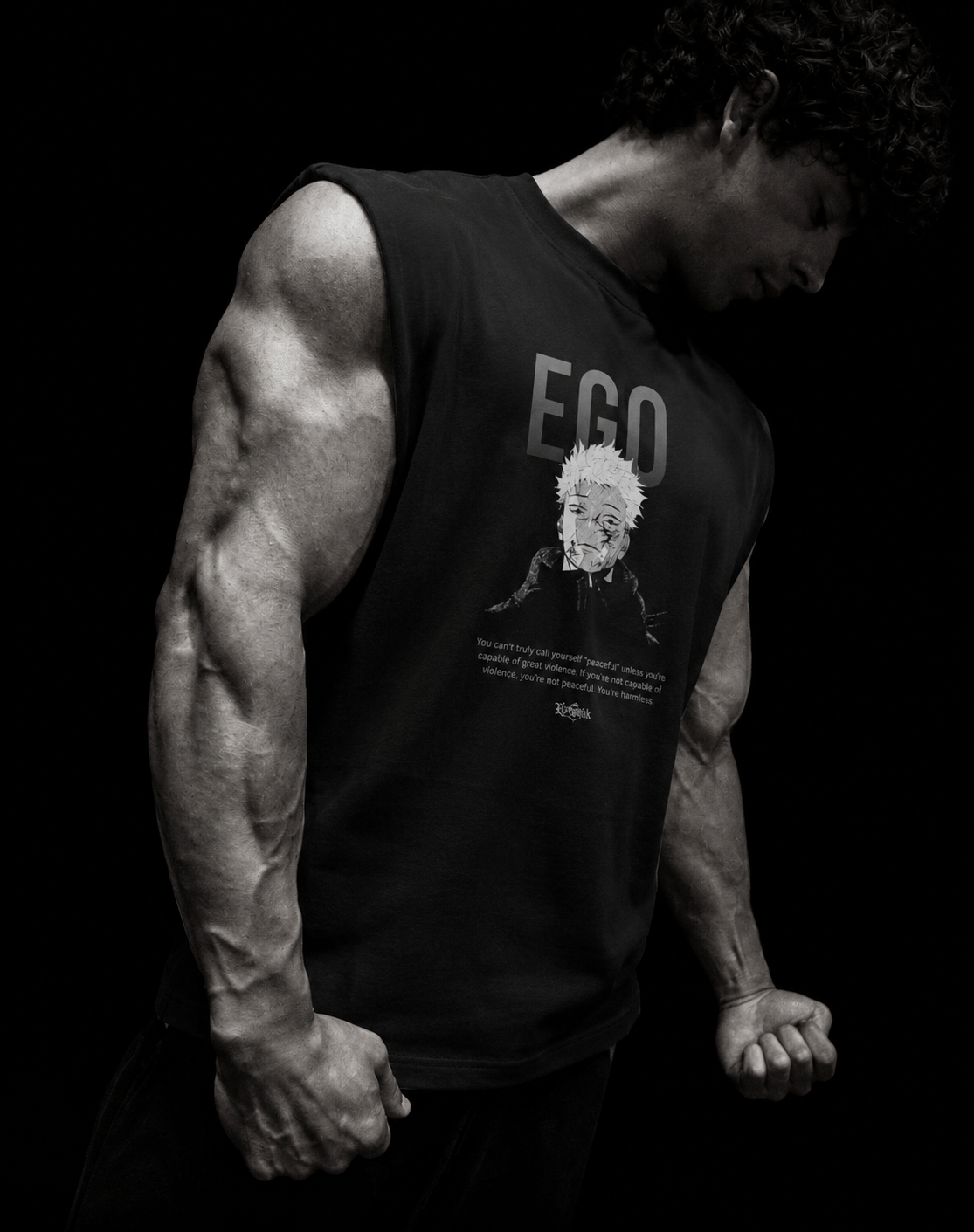 Yuji's Ego Kurse Mark Tank Top by PODpartner, featuring a sleeveless design with bold graphic print, perfect for casual wear.