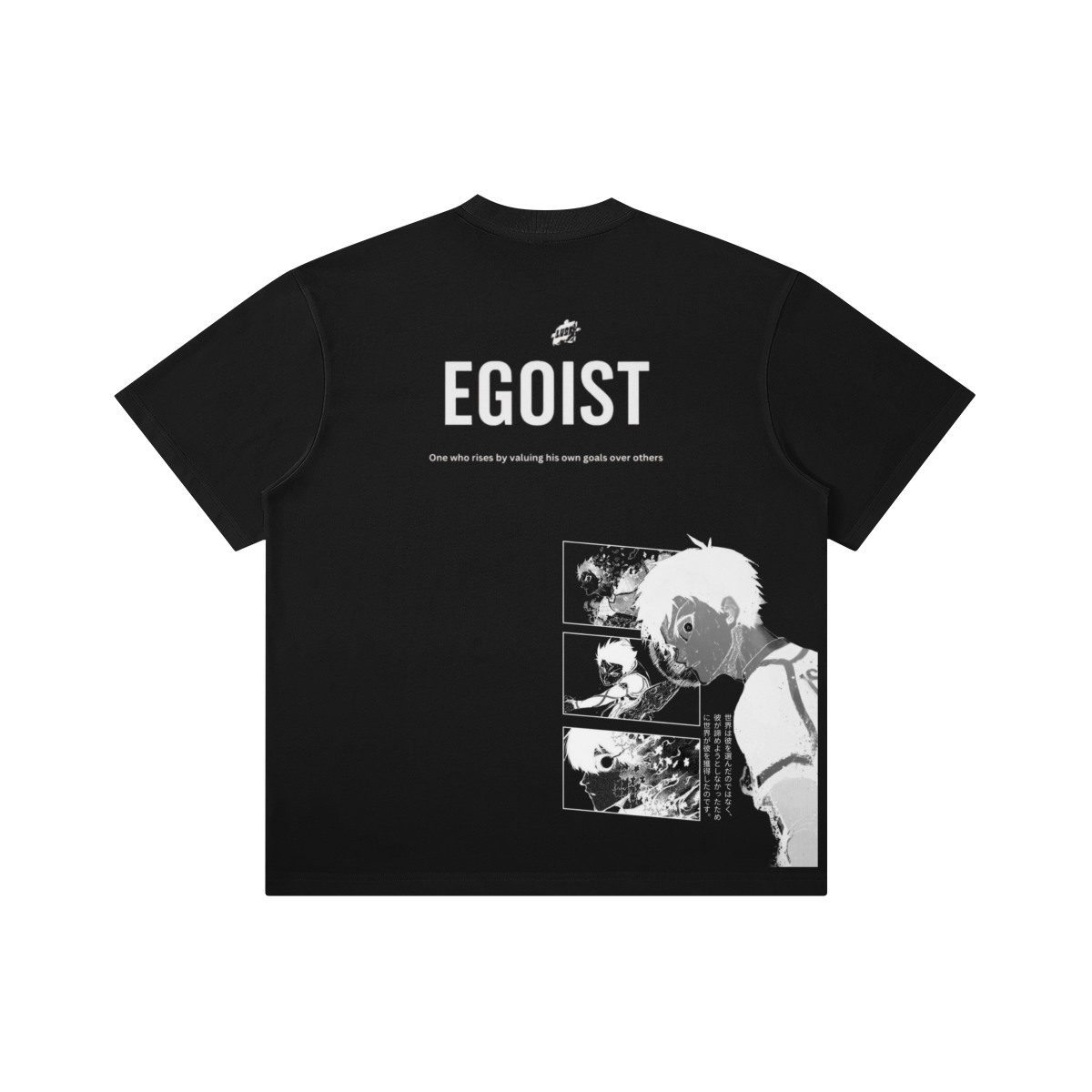 Black Isagi's Ego Kurse Mark T-shirt by PODpartner featuring bold graphic design and comfortable fit.