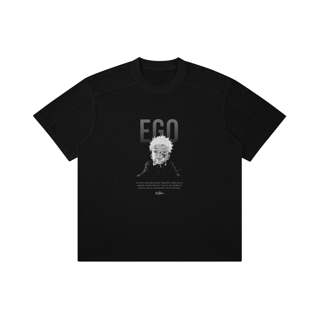 Black Kurse Mark Yuji's Ego Kurse Mark Tee on a mannequin, showcasing a casual short-sleeve men's t-shirt with logo print.