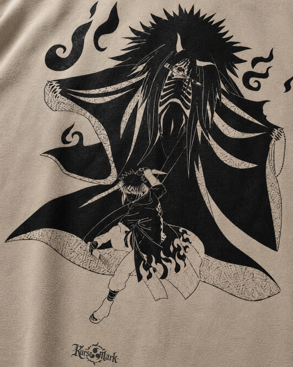 Close-up of the back design on the Reaper Death Kurse Mark Tank Top by PODpartner, featuring intricate artwork on the fabric.
