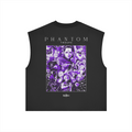 Back view of PODpartner Phantom Troupe Kurse Mark Tank Top featuring the Troupe emblem on a black fabric background.