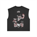 Kurse Mark Baki Hanma tank top featuring bold graphic design and sleeveless style, shown in black and white.