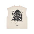 Back view of Kurse Mark Reaper Death tank top featuring a dark, gothic reaper design on black fabric.