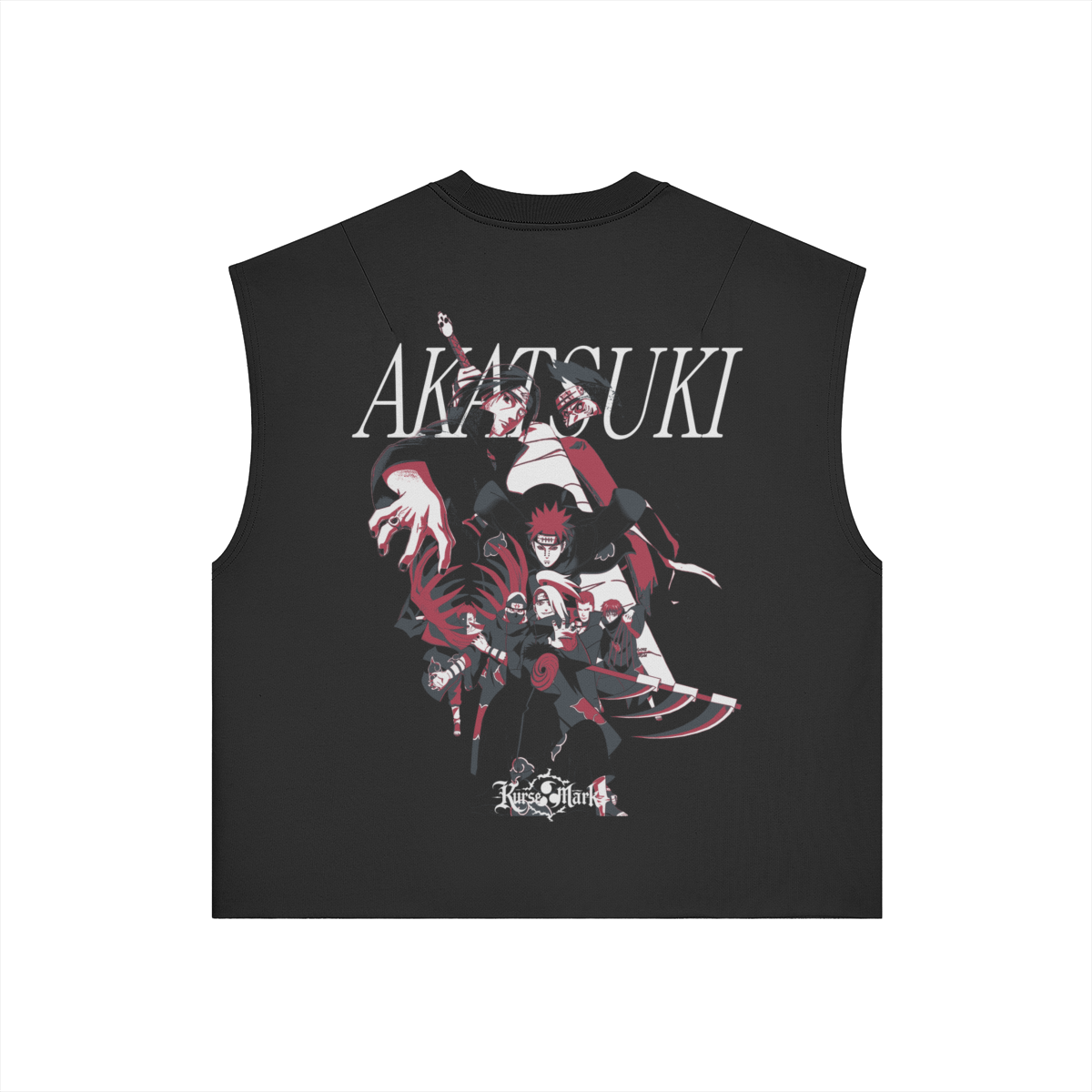 Navy blue Akatsuki Kurse Mark tank top by Kurse Mark featuring sleeveless design and Kurse Mark logo, casual streetwear style.