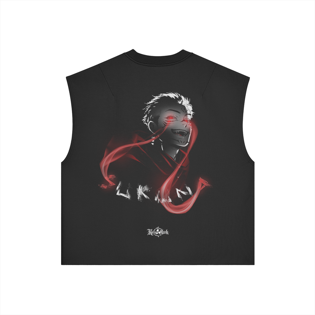 Sukuna Kurse Mark Tank Top by PODpartner featuring bold graphic design and comfortable fit, displayed on a hanger.