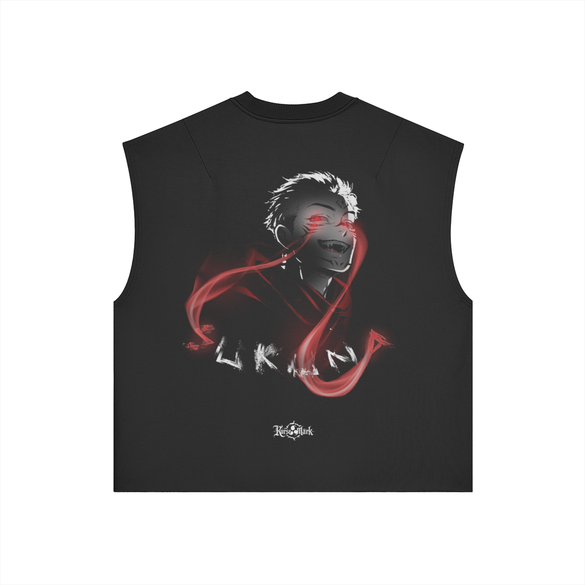 Sukuna Kurse Mark Tank Top by PODpartner featuring bold graphic design and comfortable fit, displayed on a hanger.