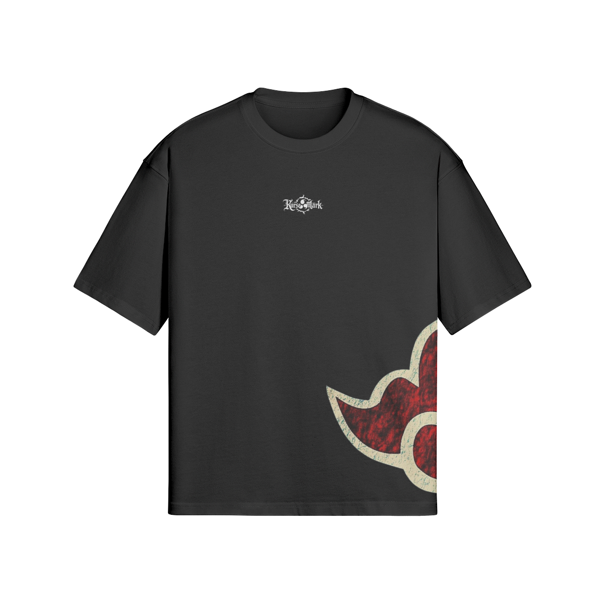 Black Akatsuki Kurse Mark Tee by PODpartner featuring bold graphic print and comfortable fit, perfect for anime fans.