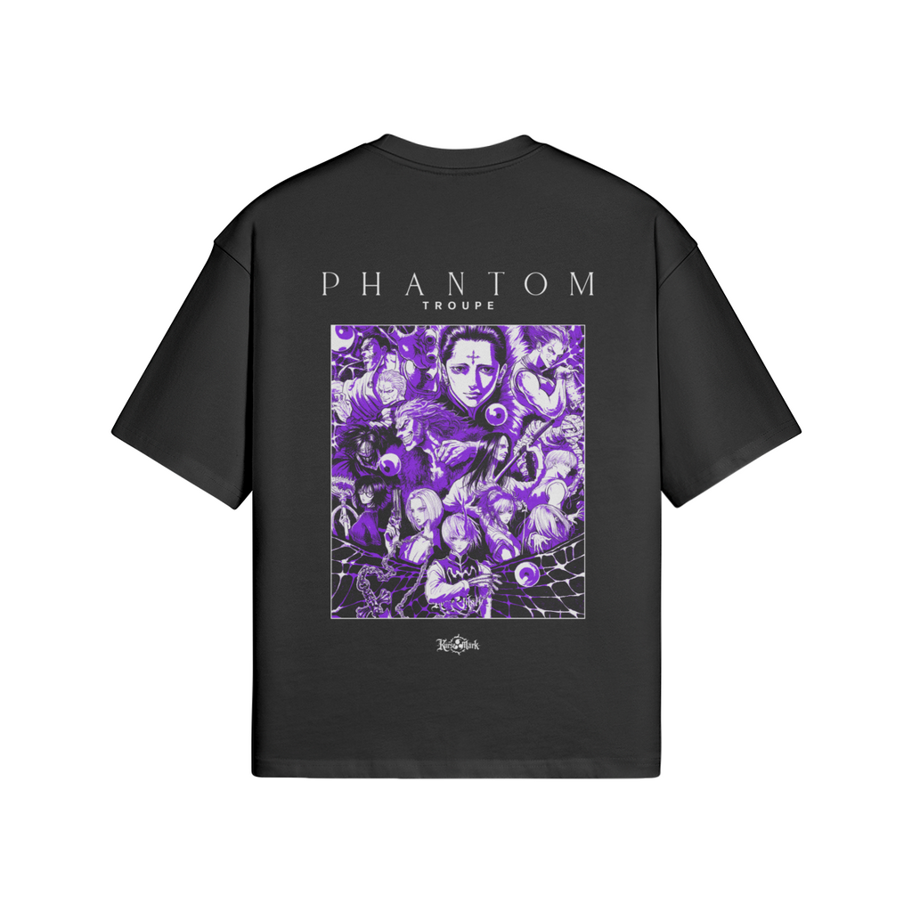 Phantom Troupe Kurse Mark PODpartner T-shirt featuring bold printed design on front, casual fit, black fabric.