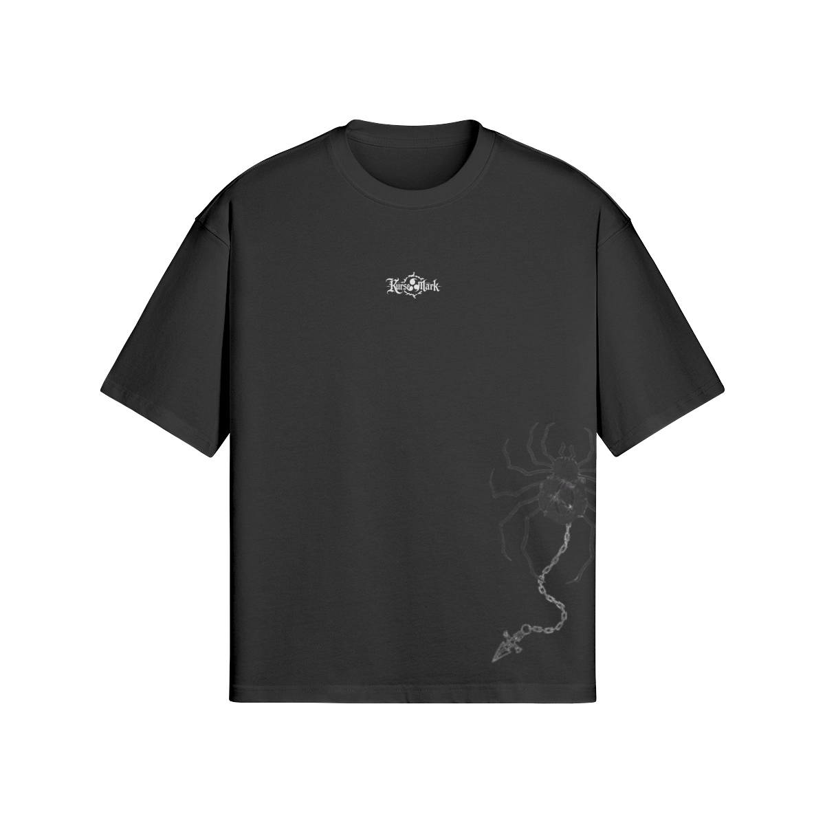 Black Phantom Troupe Kurse Mark PODpartner T-shirt with graphic design and logo on front, casual fit for anime fans.