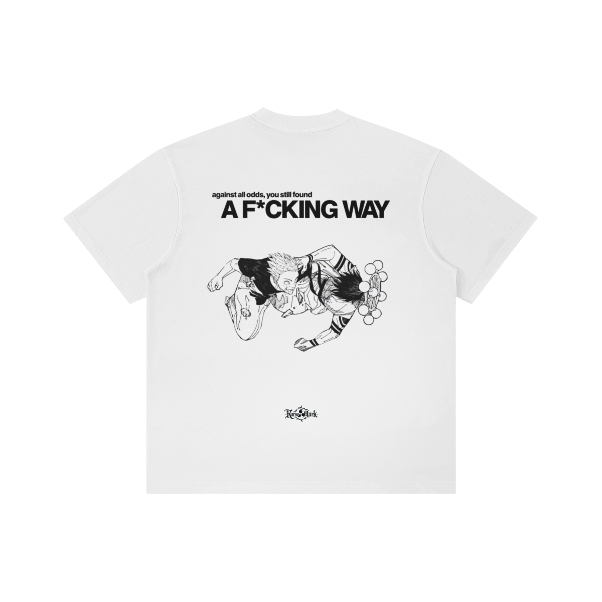 White GOJO's Mentality Kurse Mark T-shirt by PODpartner, featuring a comfortable fit and bold graphic design.