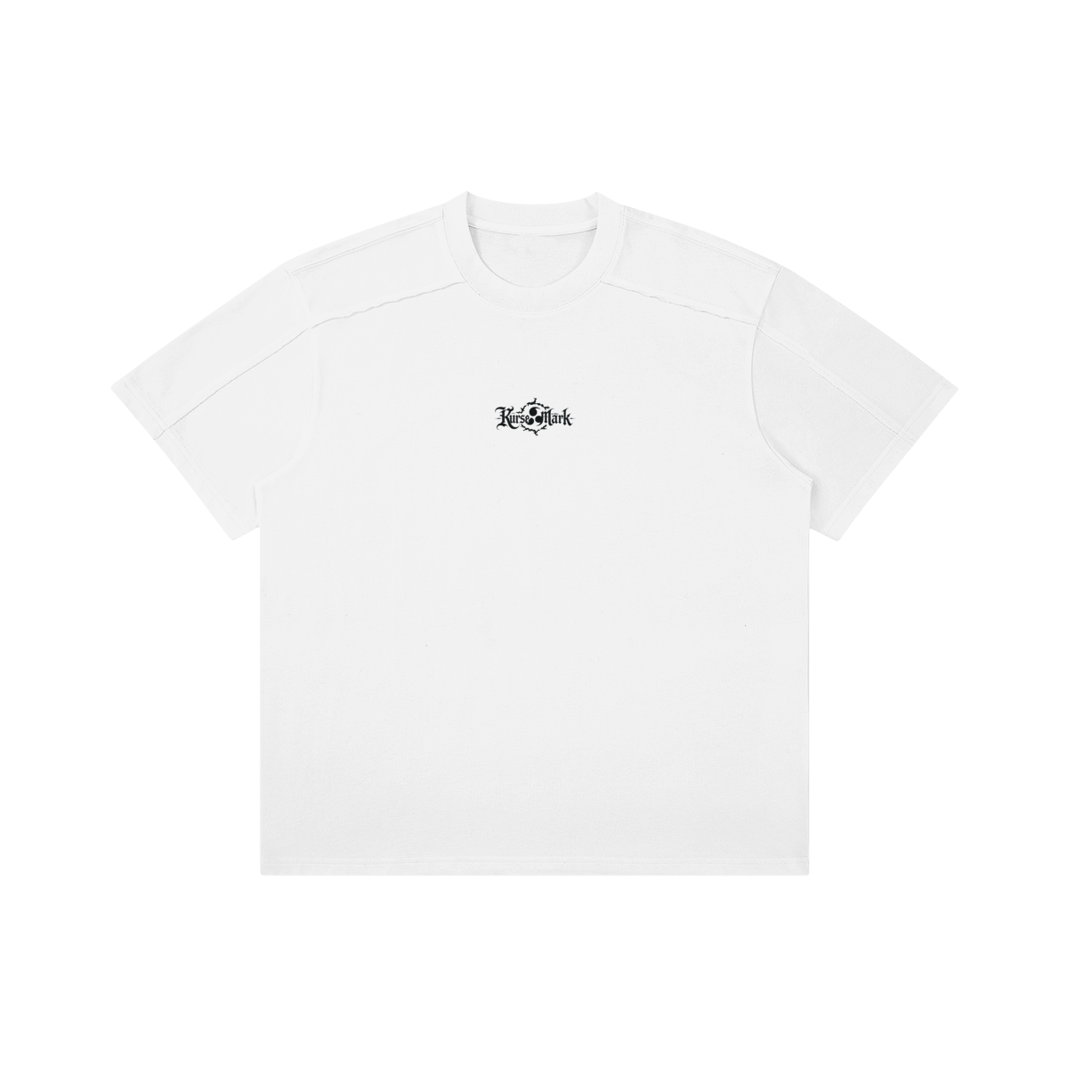 White PODpartner Gojo's Mentality Kurse Mark T-shirt with printed design, casual fit, and crew neckline.