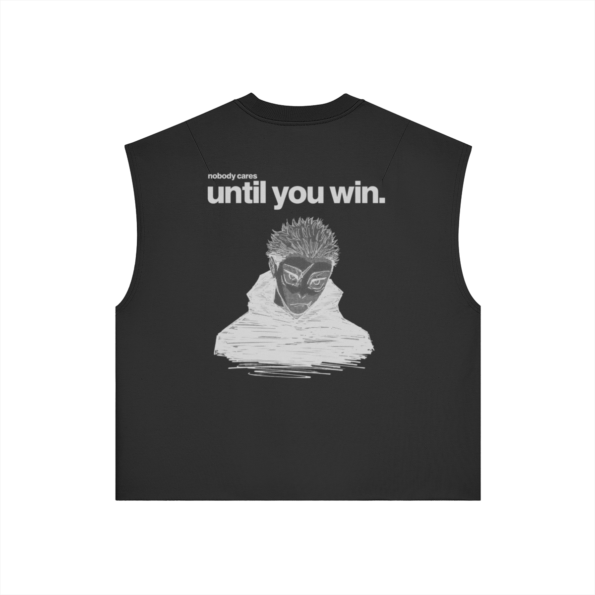 Front view of Yuji's Ego Kurse Mark Tank Top by PODpartner, showcasing the sleeveless design and bold graphic print.