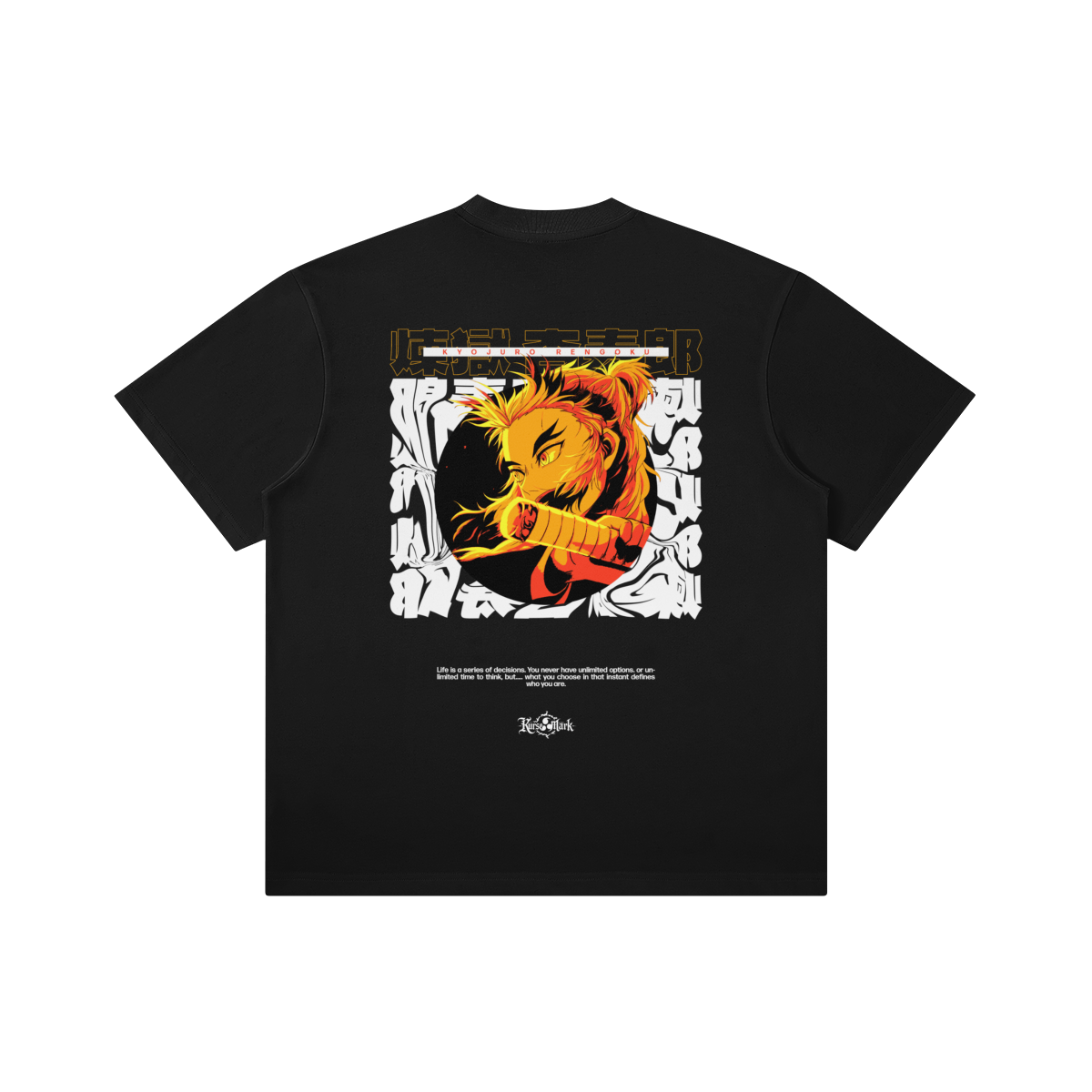 Kurse Mark Rengoku's Will graphic tee featuring bold design, comfortable fit, perfect for fans of anime-inspired casual wear.
