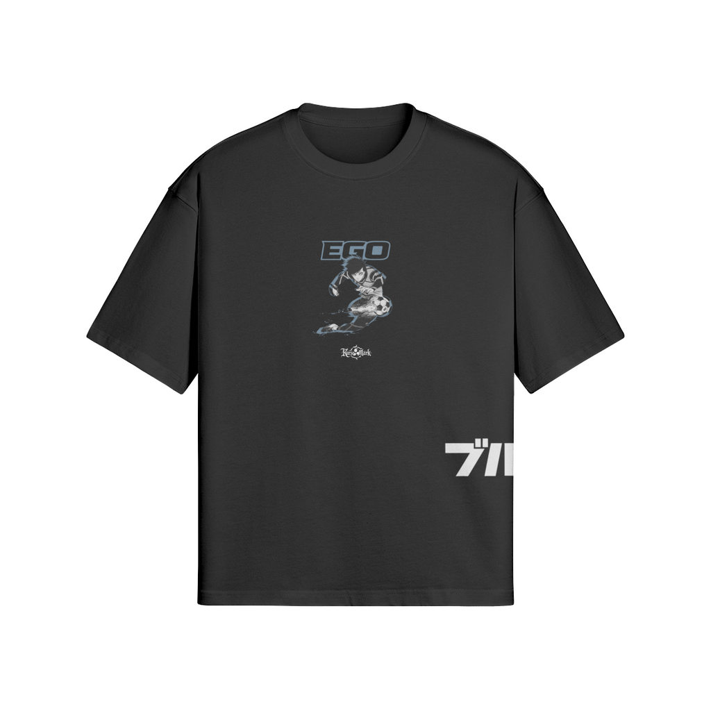 Kurse Mark Rin's Ego Kurse Mark Tee in black, featuring a graphic design on the front, casual crew neck style.